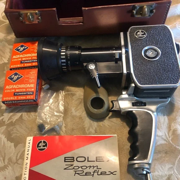 Movie Camera Bolex Zoom Reflex P1 in original leather case with all accessories - Picture 3 of 11